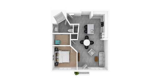 1 Bedroom 1 Bathroom, 908 sq ft, Poplar Floorplan at The Whit in Indianapolis, IN 46204